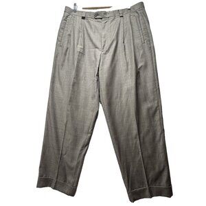Zanella Taylor Mens Dress Pants 36x29 Gray Pleated Wool Vitale Barberis Canonico
